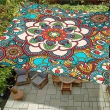 1pc Mandala Geometric Print Square Sun Shade Sail, Suitable For Yard, Pool, Villa Courtyard, Outdoor Leisure Area, Outdoor Sun Shade Sail, Beach Umbrella, Outdoor Sun Shade Cloth, Beach Canopy, Beach Tent, Patio Sun Shade, Outdoor Gazebo, Gazebo - Bohemia C - View 15