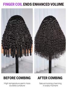MEGALOOK Wig Lace Front Tanpa Lem 13x6, Rambut Keriting, 100% Rambut Manusia, Sudah Dibleaching dan Dicabut, Lace Transparan Garis Rambut Alami, Penutup Kepala Bernapas, Penutup Kepala dengan Tali Serut - SNatural - View 7