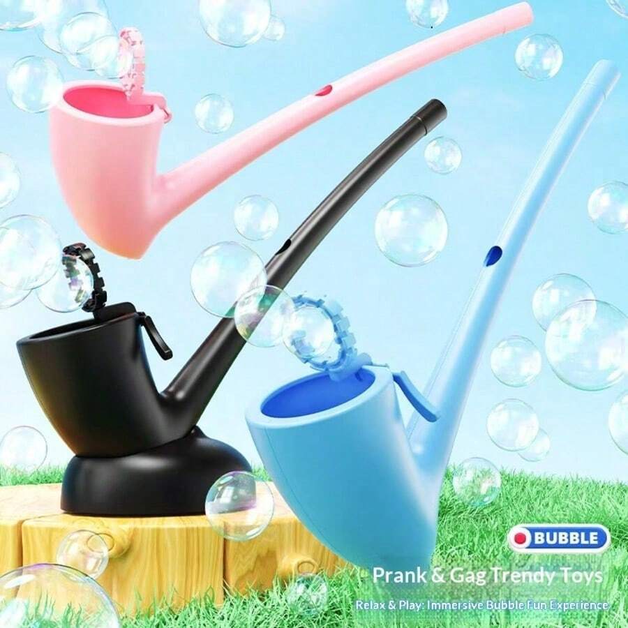 1pc Wizard Realistic Vintage Pipe Bubble Machine, New Style Pipe Stress Relief Bubble Blower, Creative Gift, Cross-Border Hot Seller, Multi-Color Pipe Bubble Machine, Fun Stress Relief, Highly Entertaining Outdoor Interactive, Birthday Gift, Holiday Gift