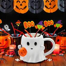 20oz Halloween Ghost Mug 600ml, Ceramic Cute Ghost Coffee Cup With Pumpkin, Large Halloween Drinkware Gift, Suitable For Adults - Multicolor - View 5