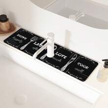 1pc Black Kitchen Knife & Fork Pattern Rubber Faucet Splash Guard Mat, Bathroom Faucet Anti-Splash Pad, Mud Guard, Moisture-Proof Non-Slip Faucet Mat, Kitchen Countertop Accessory. Protect Your Kitchen Countertop. - Multicolor - View 8