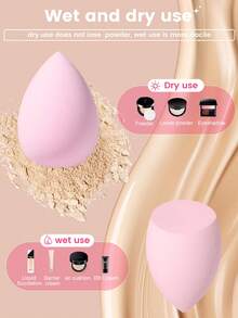 3/18Pcs Pink Multi-Sized Teardrop Makeup Sponges, Large Flat Cut & Mini Small Shapes, Soft Washable Absorbent Cosmetic Applicators, Reusable Blending Tools For Foundation, Concealer And All Liquid & Cream Daily Makeup - Pink - View 3