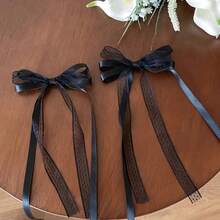 2pcs Bow Lace Hair Clips, Princess Style Double Ponytail Hair Bands Braided Hair Clips, Fairy Ballet Style Headwear - Multicolor - View 10