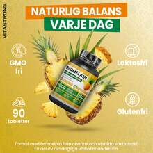 Vitastrong Bromelain Supplement 90 Tablets, Vegan Pineapple Enzyme With Centella And Dandelion, Plant-Based Formula For Fluid Balance, Daily Wellness Support, Gluten-Free - 90 Count - View 2