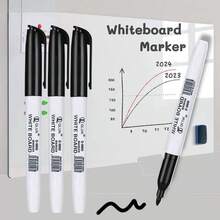 3/12Pcs Black Erasable Whiteboard Markers - Dry Erase Pens For Office School Teaching & Back To School Stationery - Sets - View 1