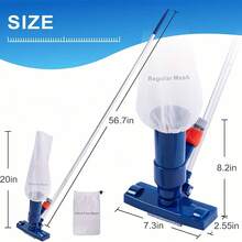Pool Cleaning Vacuum Jet Tool With Pole Set, Vacuum Head Accessory Without Pole, Swimming Pool Vacuum With Surface De-Fogging Function, Swimming Pool Maintenance Kit, Suitable For Swimming Pools, Fountains, Compact Swimming Pool Vacuum Jet, Includes Debris Bag And Pole, Lightweight Swimming Pool Maintenance Tool - A - View 5