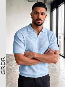 Men Knit Tops - Baby Blue - View 9