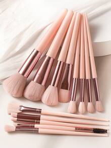 Set Kuas Makeup 7/8/9/10/11/12/13pcs, Kuas Blending Eyeshadow Rambut Sintetis Premium, Alat Kosmetik - Baby Pink - View 10