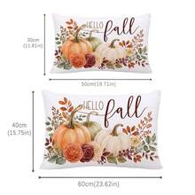 MEMNUN 1pc Autumn Berry, Autumn Leaf, Vintage Rose, Three-Color Pumpkin Pillow Case 40*40cm/45*45cm/50*50cm Made Of Polyester Material HELLO Fall Text Cushion Cover Single-Sided Print Invisible Zipper Polyester Decorative Pillowcase Without Pillow Insert Living Room, Sofa, Bedroom, Car Home Autumn Decoration - Multicolor - View 3