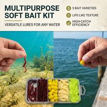 161Pcs Soft Bait Lure Kit With Mealworms Earthworms Corn And Bloodworms For Freshwater Fishing - Multicolor - View 9