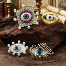 1pc Quirky Eye Ring, Creative Drip Oil Eyeball Knuckle Ring, Vintage Bohemian Style, Travel Vacation Accessory - Multicolor - View 2