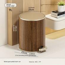 Household Pedal-Operated High-End Bathroom Toilet Trash Can, Large Capacity With Lid Kitchen Garbage Bin - Imitation Wood Grain Footrest - View 13