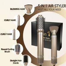 Multi-Functional Hair Dryer Set, Detachable Hot Air Brush Kit, Equipped With 5 Different Styling Combs For Straight, Curly, Voluminous And Drying Hair, Holiday Gift: One-Click Volumizing Hair Brush, Hot Air Brush, Hair Dryer Set - Multicolor - View 2
