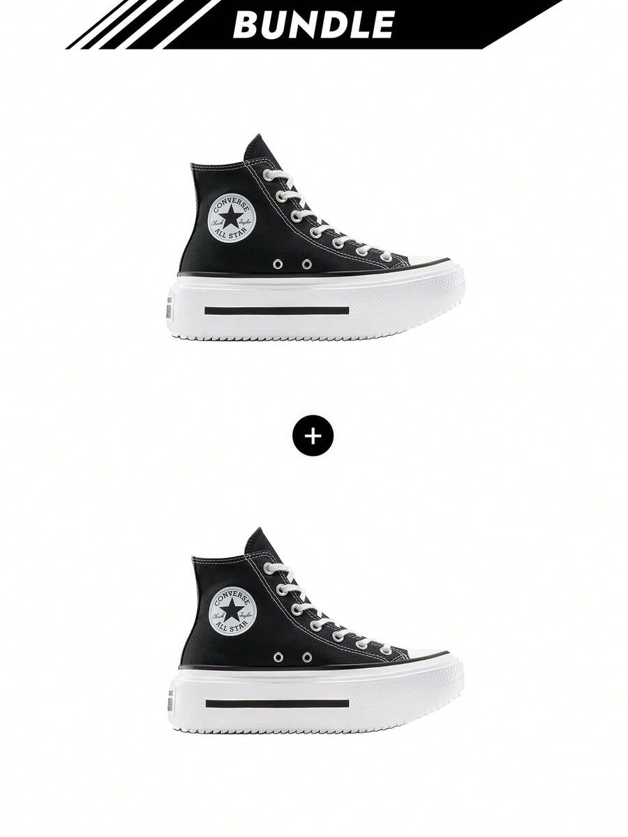 Converse [حزمة] تشاك تايلور أول ستار تشاك تايلور أول ستار ليفت دبل ستاك نسائي منصة قماش أسود A12975C X 2 - أسود * 2 - مشاهدة 1