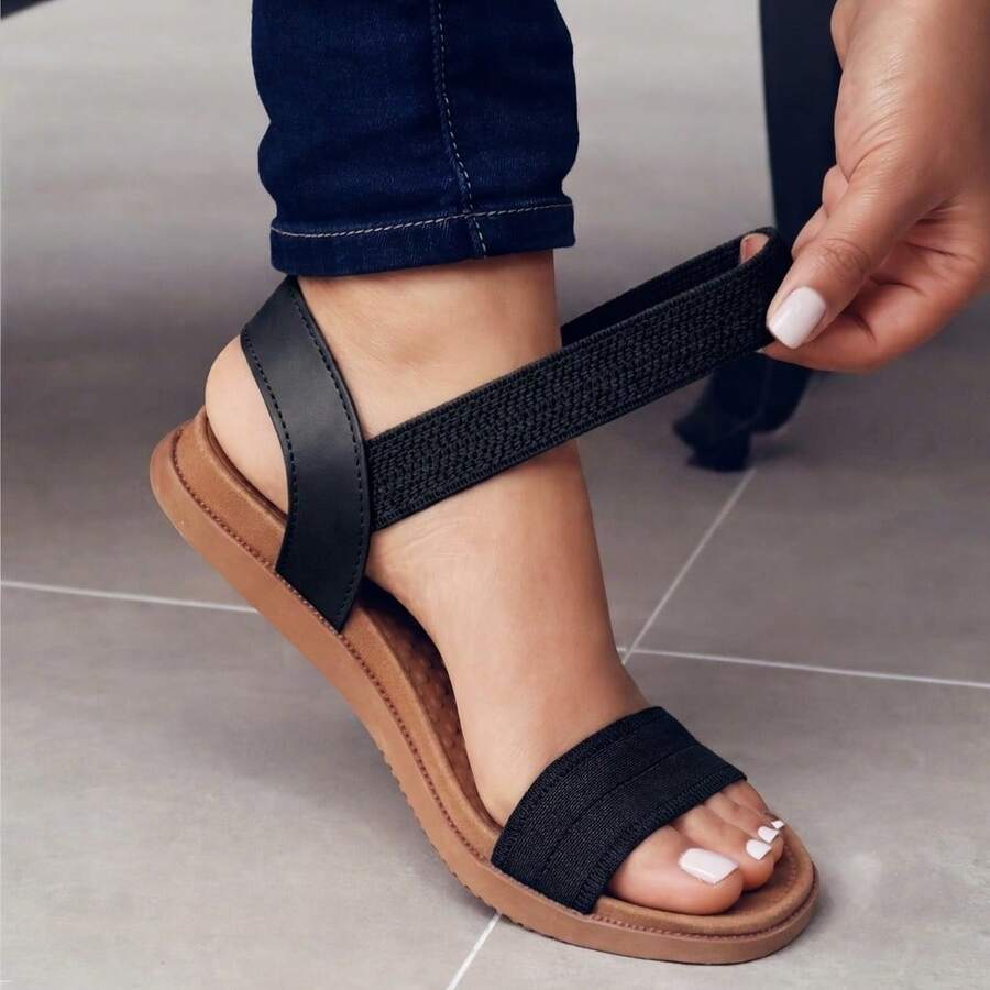 Flat Sandal With Elastic, Orthopedic, Beach, Vintage, Bohemian Style. - CANELAO PRETOOO 2 - View 1