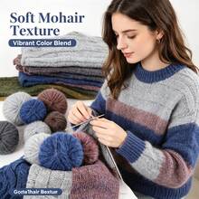 CHARM ELVES 150g/3pcs Multicolor Mohair Yarn, Colorful Gradient Floral Pattern Yarn, Handmade Knitting & Crochet Material, High-End Quality, Suitable For Making Fashionable Men's & Women's Sweaters, Scarves, Hats, Blankets And Other Knitted Items - 150g/3pcs - View 4