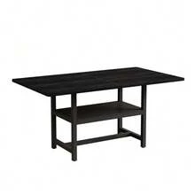 Black Rectangular Dining Table In Industrial Design, 160*90*76 Cm, For 4-6 People, With Multifunctional Storage Shelf, Suitable For Living Room, Kitchen And Dining Area. - Black - View 1