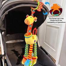 1 pieza de juguete de peluche con sonajero de jirafa con anillo de dentición y campanilla, agarre suave para bebés/niños pequeños de 3+ meses, regalo - Multicolor - Ver 15