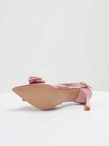 Women's Fashion Pink Slingback Stiletto Pointed Toe Bow Decor Sweet Style Not Exaggerated Suitable For Daily Wear Dating And Travel High Heel Pumps - Pink - View 7