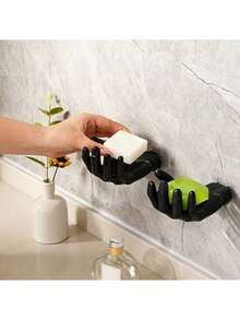 Creative Palm-Shaped Wall-Mounted Storage Rack, No-Drill Adhesive Hook, Can Hold Keys, Soap, Jewelry, Halloween Wall Decor Organizer, Small Item Storage, Suitable For Entryway And Bathroom, Halloween Gift - Multicolor - View 3