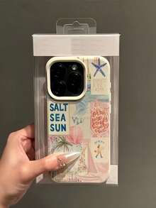Ocean Fashion 手機殼 米色磨砂質感 海龜與星星圖案沙灘風格 適合生日/節日禮物 送給朋友、家人、情侶，適用 Apple 11/12Pro Max/13/14/15Pro Max/16Pro/17 Pro Max/17/17Pro 度假禮物 - 粉色 - 查看 4