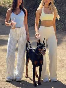Autumn/Winter Wide Leg Pants 2 Pieces Set, Draping Slimming Fit, Versatile Everyday Wear Sports Fall - Multicolor - View 2