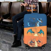 Miniso Pokemon Charizard Three Forms Layered Color Block Print Luggage Cover, Full Cover Stretch Washable Suitcase Protector, Hot Anime Wear Resistant Anti-Scratch Travel Dust Skin - Color - View 3