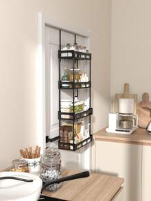 Over-The-Door Pantry Storage Rack, Pantry Storage And Organization, Metal Hanging Spice Rack, Suitable For Pantry Door, Kitchen, Laundry Room, Bathroom Storage, Over-The-Door Hanging Basket - Black - View 11