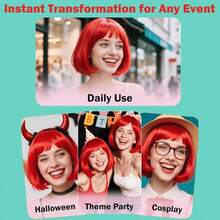 High-Color Short Bob Wig, Holiday Fun Cosplay Party Series Ball Costume Accessory Hairpiece, Women's Daily Wear Fashion Elegant Basic Style Wig - Multicolor - View 5