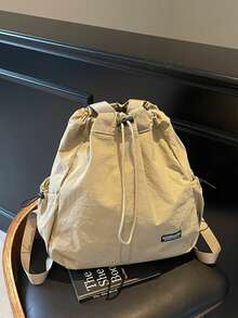 Solid Color Minimalist Shoulder Bag Large Capacity Portable Women's Tote Bag Versatile Style Drawstring Backpack Suitable For Daily School Shopping - Multicolor - View 14