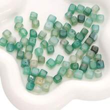 10顆 8x8mm 天然石水晶 磷灰石 碧璽 海藍寶石 摩根石 珠子，適用於珠寶製作 DIY 手鍊項鍊配件 - 彩色 - 查看 6