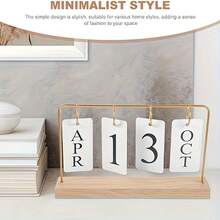 Flip Perpetual Calendar, Metal Frame Wooden Base Perpetual Calendar, Replaceable Date Display - Suitable For Home And Office Decor, Desktop Decorative Calendar With Reusable Page Cards, Durable Material, High-End Exquisite Minimalist Desktop Calendar Decoration Ornament - View 3