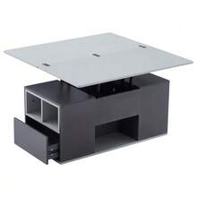=313593594GAA Liftable Multifunctional Coffee Table - Tabletop Opens To 2 Tables, Dark Grey + Light Grey, Large Capacity, Modern Living Room Furniture, Office Dining Table Side Table Multifunctional Table - 灰色 - 查看 8