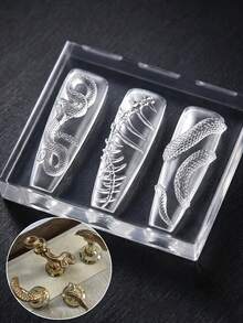 Beautizon Nailartlab 3D Coiled Serpent Silicone Nail Art Mold Dark Gothic Snake-Bone Relief Mold Nail Art Embellishments Serpent Sculpting Template And Nail Art Accessories Tools - Multicolor - View 2