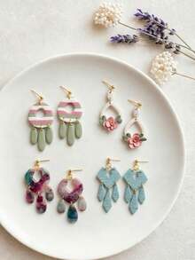 Boho Polymer Clay Cutter Set, Tassel & Dangle Earring Shapes For Statement Jewelry Crafts - Pink - View 4