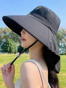 1pc Multi-Functional Wide Brim Neck Protection Sun Hat, Breathable And Comfortable, Suitable For Sun Protection - Multicolor - View 6