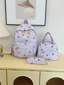 1 Set - Cute Bow Pattern Backpack Set For Back To School, Large Capacity Polyester School Day Bag With Lunch Bag And Pencil Case, Multi-Pocket Casual Backpack, Lightweight Bookbag, Suitable For Students/Graduates/Young People, Perfect For Back To School/Daily/Shopping/Short Trips And Outdoor Leisure Activities - 2283-1 - View 22