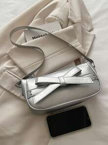 New Fashion Versatile Textured Chain Shoulder Bag Underarm Women's Bag - Silver - View 3