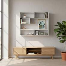 Baroni Home Modernes Bücherregal, vertikales Zickzack-Regal, Bücherständer für Wohnzimmer, Schlafzimmer, Büro, einfache Montage, 19,5 x 94 x 80 cm, 4 Ebenen, Weiß - 4 Stufen - Übersicht 5