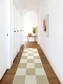1pc Nordic Modern Luxury Minimalist Dual-Color Checkerboard Pattern Long Runner Rug, Soft Machine Washable Floor Mat For Bathroom, Kitchen, Entryway, Hallway, Bedside, Living Room, Bedroom, All Seasons Home Decor - Multicolor - View 4