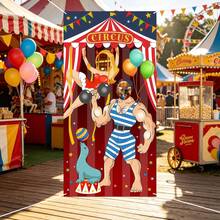 1pc Circus Theme Party Photo Booth Prop, Circus Seal Performance Design, Circus Theme Birthday Photo Prop, Party Universal Photo Backdrop, Indoor Outdoor Photography Photo Backdrop Decoration - Multicolor - View 4