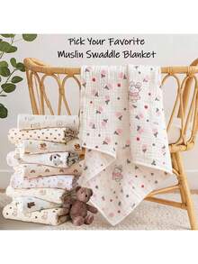 Manta de muselina suave, transpirable y absorbente de 80*80cm para bebés recién nacidos - Multicolor - Ver 2