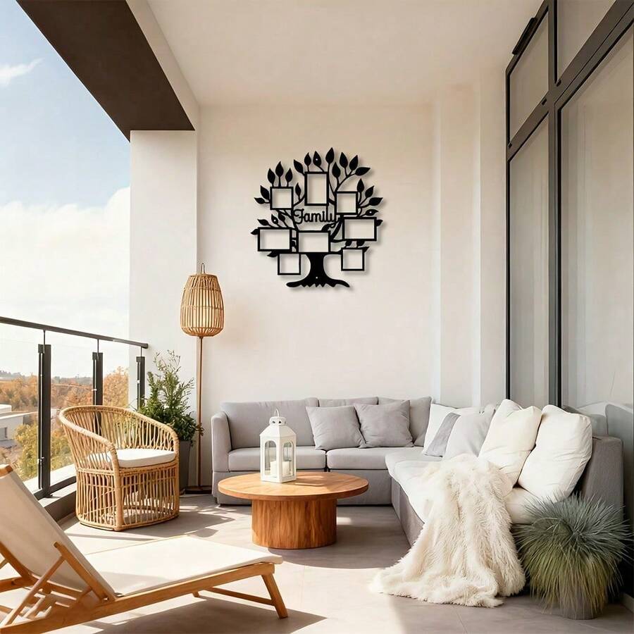 CIF BUY 2D Plane, 1pc, 2D Plane, Wall Sculpture, Family Tree Photo Frame Metal Wall Decor, Perfect For Living Room, Bedroom, Office And Hallway Decoration, 2D Plane - TY-104044 - View 1