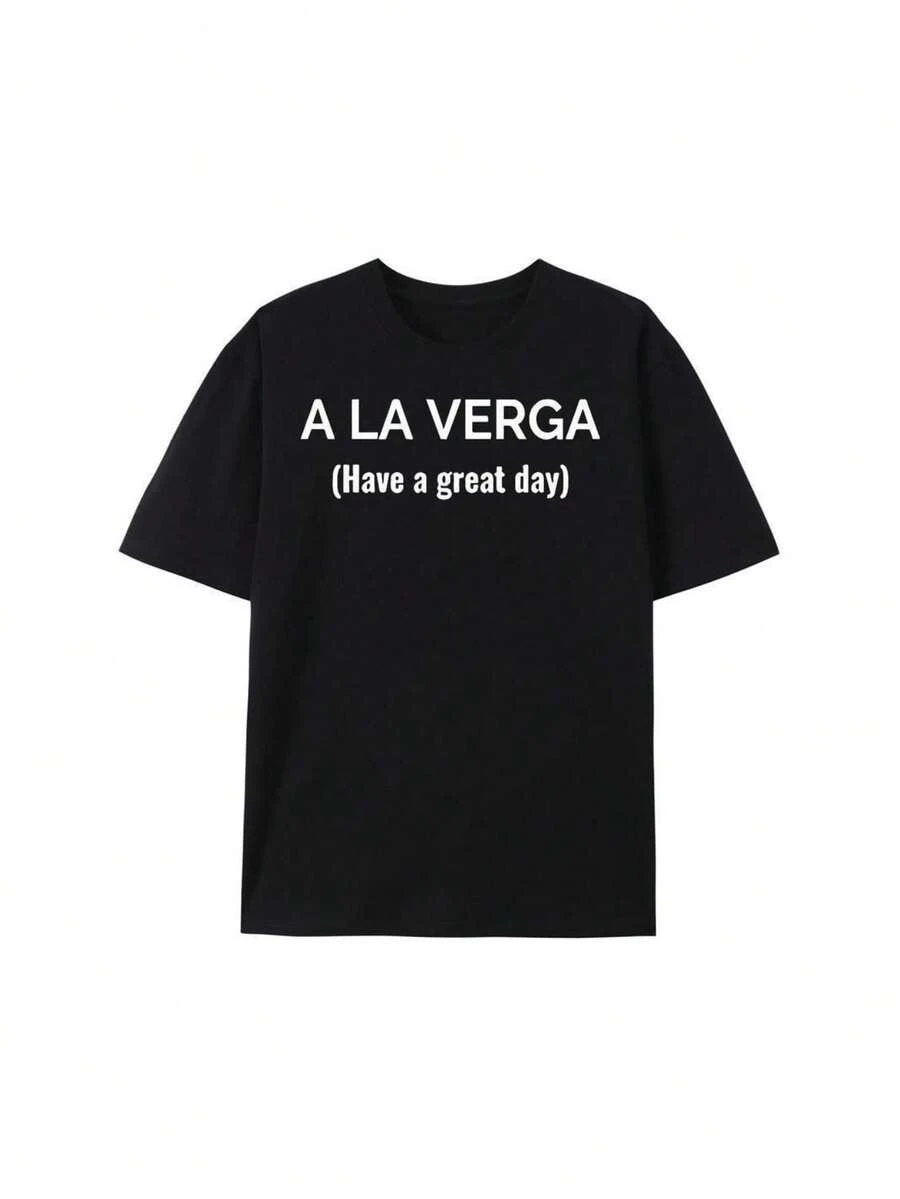 Pure Cotton T-shirt a La Verga Black T-shirt-5389 Funny Men's Short Sleeve Graphic T-shirt Collection Black Casual Menswear - Schwarz - Übersicht 1