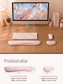 2pcs Keyboard Wrist Pad, Ergonomic Mouse Pad Wrist Support Memory Foam Anti-Slip Rubber Base Easy To Type And Relieve Wrist Pressure Suitable For Home Office Gaming Computer Notebooks - View 2