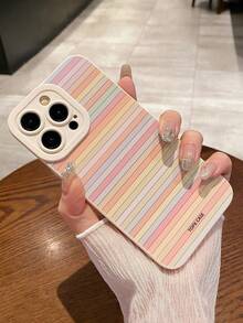 Coque de téléphone anti-chute peinte à rayures colorées givrées en forme d'œil de chat, compatible avec iPhone 17pro/17Air/17/17promax/16/11/16pro/16plus/16promax/16e/15Promax/13/14/12/XS/XR/7G/8P, compatible avec Samsung Galaxy 11/12Pro/12/12X/13Pro/14Pro/15Pro/, compatible avec Redmi 10/9/Note9/12c/Note11pro/Note8 - Multicolore - Voir 3