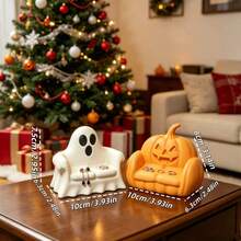 1 Stück 10cm Halloween Geist & Kürbis Sofa Dekoration, süße Neuheit Harz Schmuck Aufbewahrungsschale, gruselige Heimdekoration für Halloween Party & Feiertage - Übersicht 6