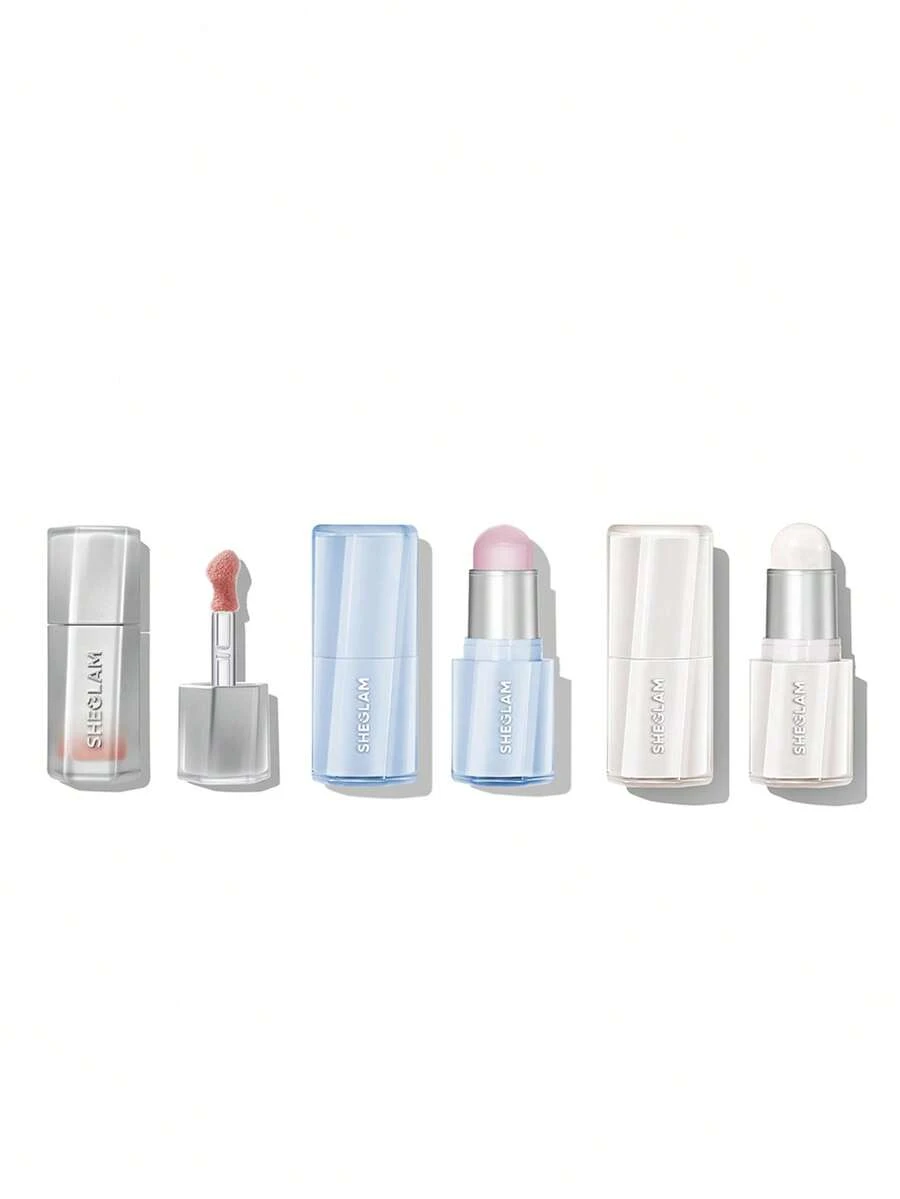 SHEGLAM [3Pcs] Clean Girl Makeup 腮紅、打亮和唇彩套組 - PHresh+Vanilla Frost+Born Ready - 查看 1