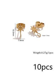 10件組 304不鏽鋼 18K鍍金 蝴蝶星星珍珠耳釘背扣配件，適用手工DIY耳環製作，防水且不易褪色 - 耳環 - 查看 18