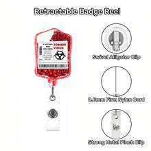 1pc Quicksand Rocking Fun Badge Reel Acrylic Retractable Badge Holder Clip With Swivel Alligator Clip For Nurses, Doctors Teachers RN LPN CNA - 1PC - View 4